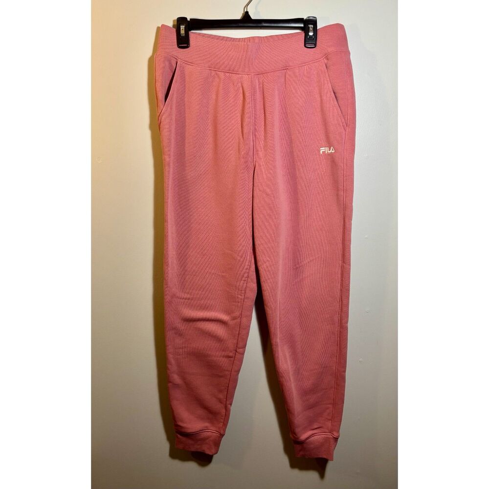 FILA Pink Dusty Rose Joggers Women’s Size L • Drawstring Sweatpants • Fleece